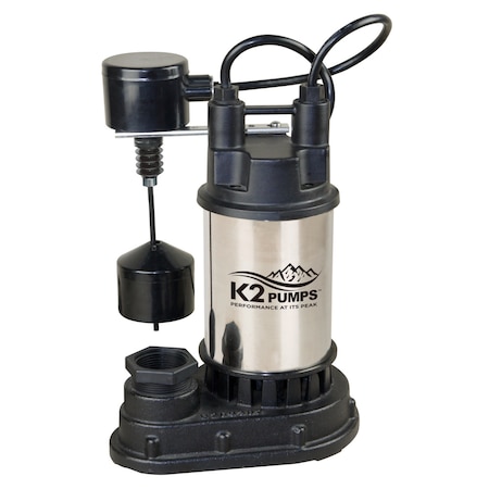 K2 Pumps 1/2 HP Stainless Steel Sump Pump with Direct-in Vertical Switch SPS05001VDK